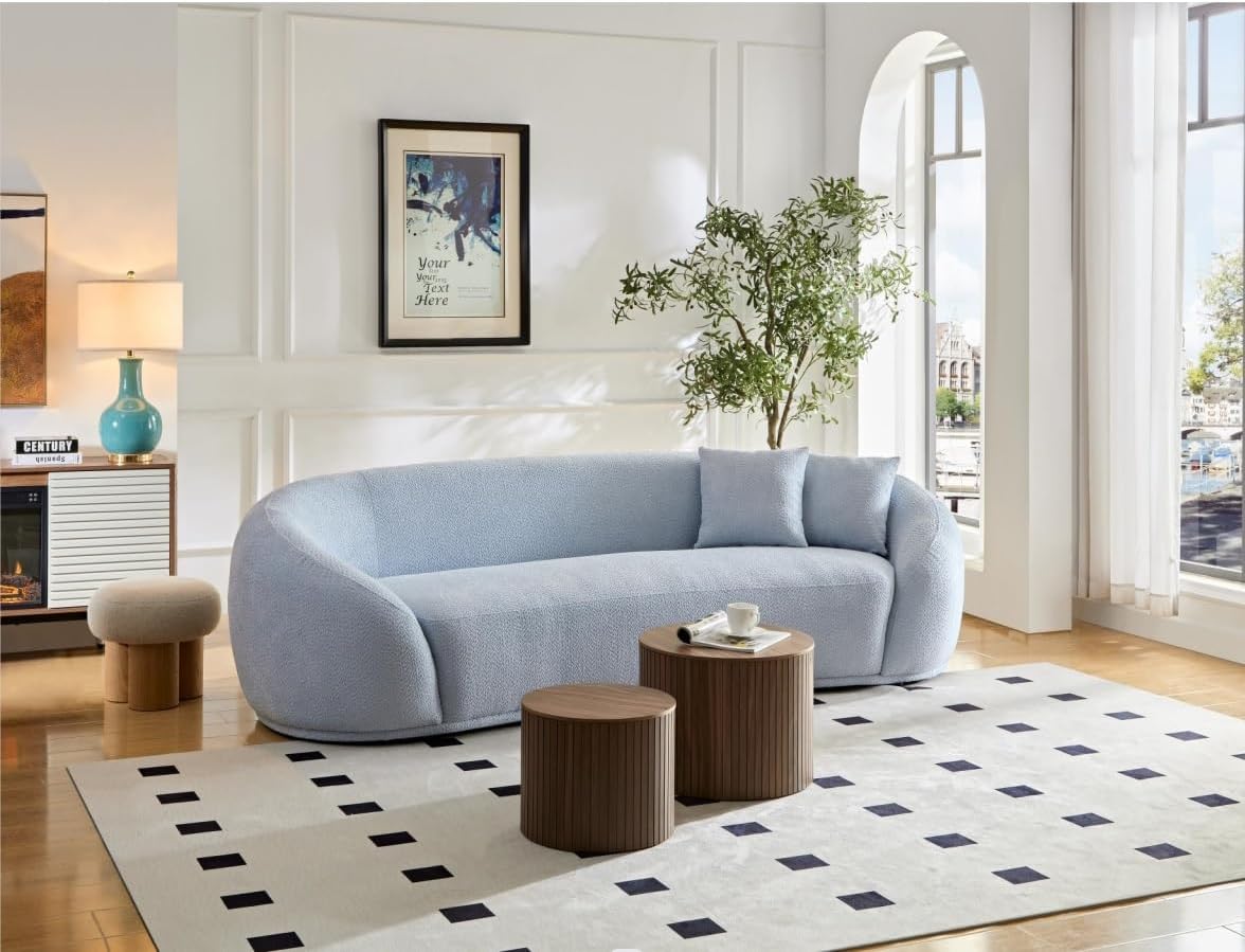 Nesting Coffee Table Set of 2,Modern Round Wooden Coffee Tables with Storage,Luxury Side Table Accent End Table for Small Space Living Room Apartment (19.17')