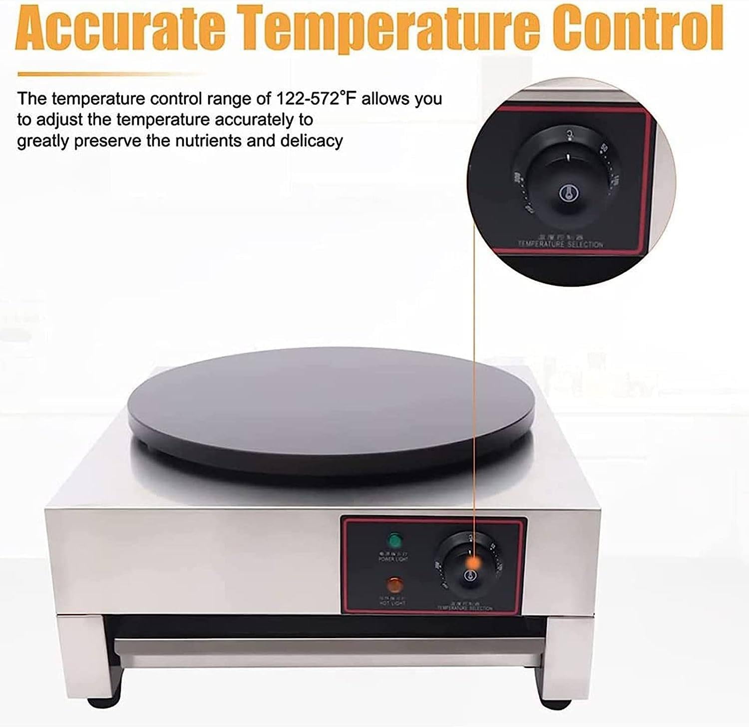 Commercial Crepe Maker Frying Pan, Electric Pancake Maker, Non-stick Electric Baking Pan Single Heating Plate, Adjustable Temperature, Suitable for Corn Tortillas ()