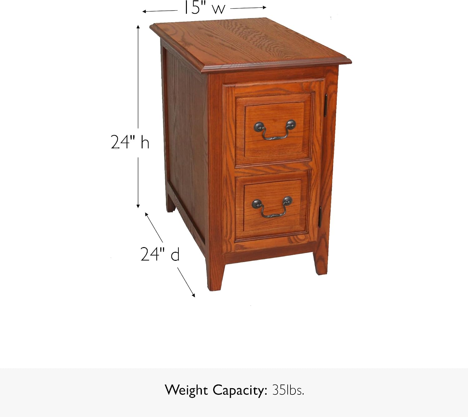 Leick Home Shaker End Table, Solid Wood, with Storage Door, for Living Rooms and Small Spaces, Medium Oak, 10030-MED