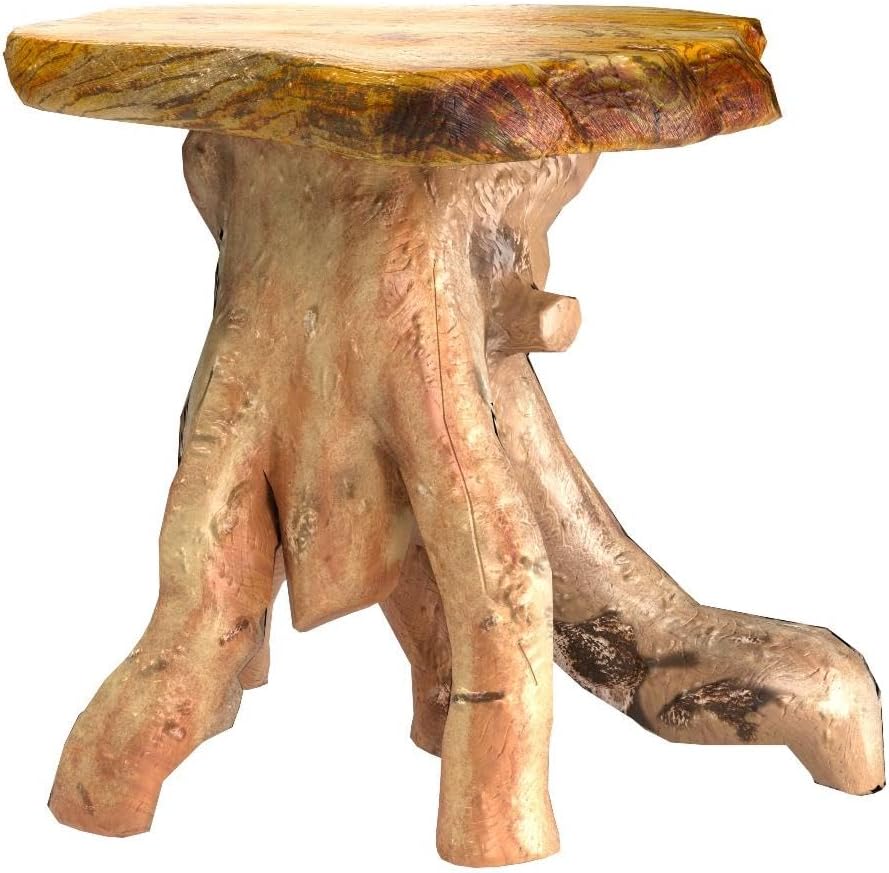 WELLAND Natural Tree Stump Stool, 19'' Tall Side Table, Live Edge End Table, Natural Edge Accent Table, Plant Stand for Living Room, Bedroom