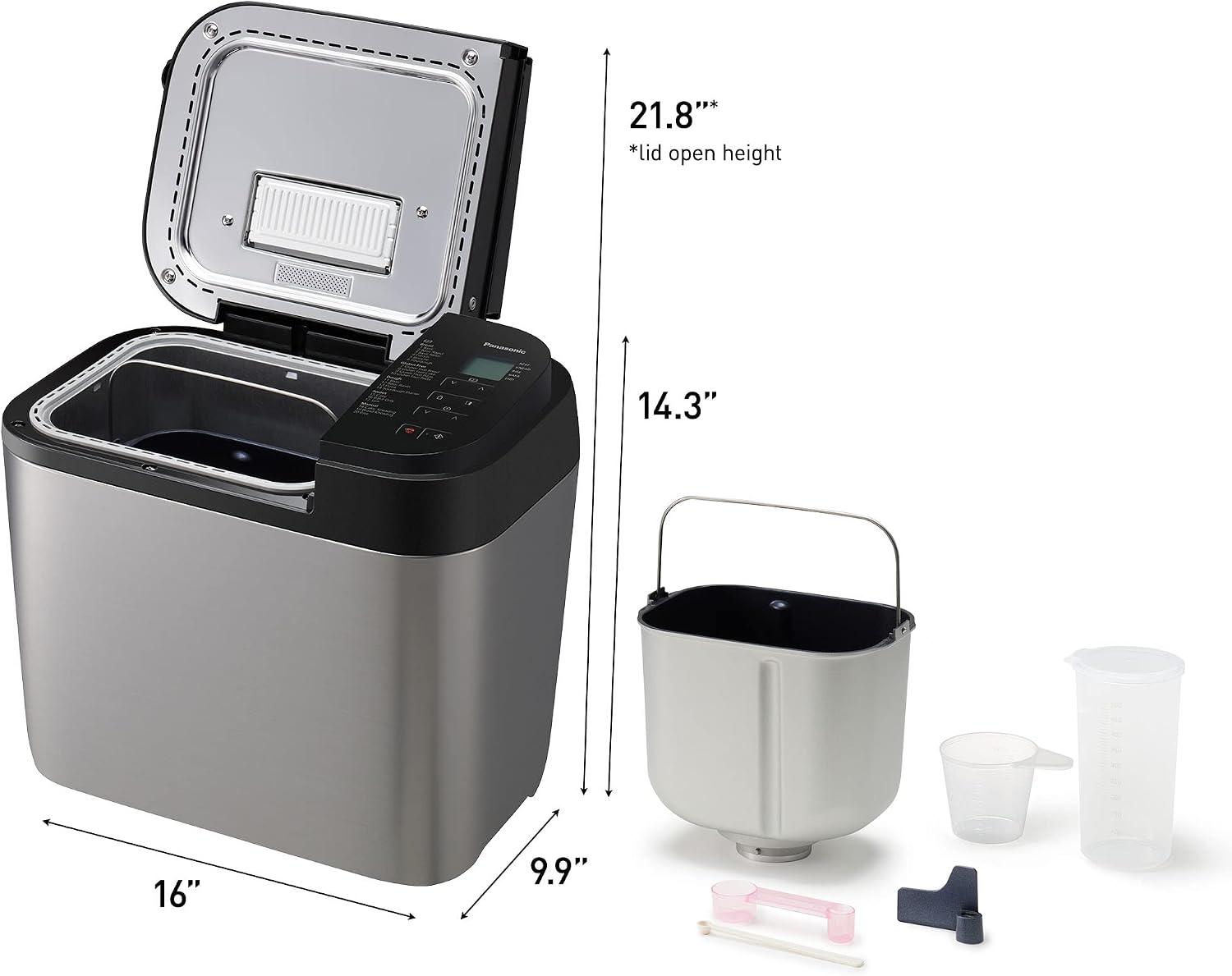 Panasonic Bread Machine, Automatic Bread Maker with 20 Presets and Advanced Temperature Sensor for Bread, Cake, and Pizza, Gluten Free Baking, Raisin Nut Dispenser - SD-R2550