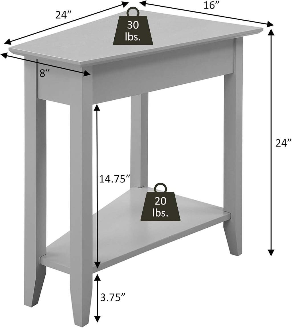 Convenience Concepts American Heritage Wedge End Table 24' - Classic Living Room Table with Storage Shelf, Side Table for Family Room, Bedside Table, Black