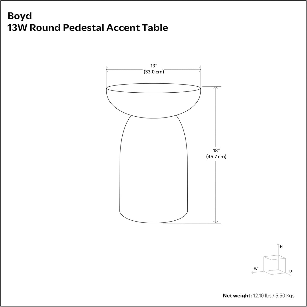 SIMPLIHOME Boyd End Table - 13' Wide x 18' High Solid Mango Wood Round Accent Table in Black, Handcrafted Contemporary Nightstand or Lamp Stand for Living Room, Bedroom, or Office, Assembled