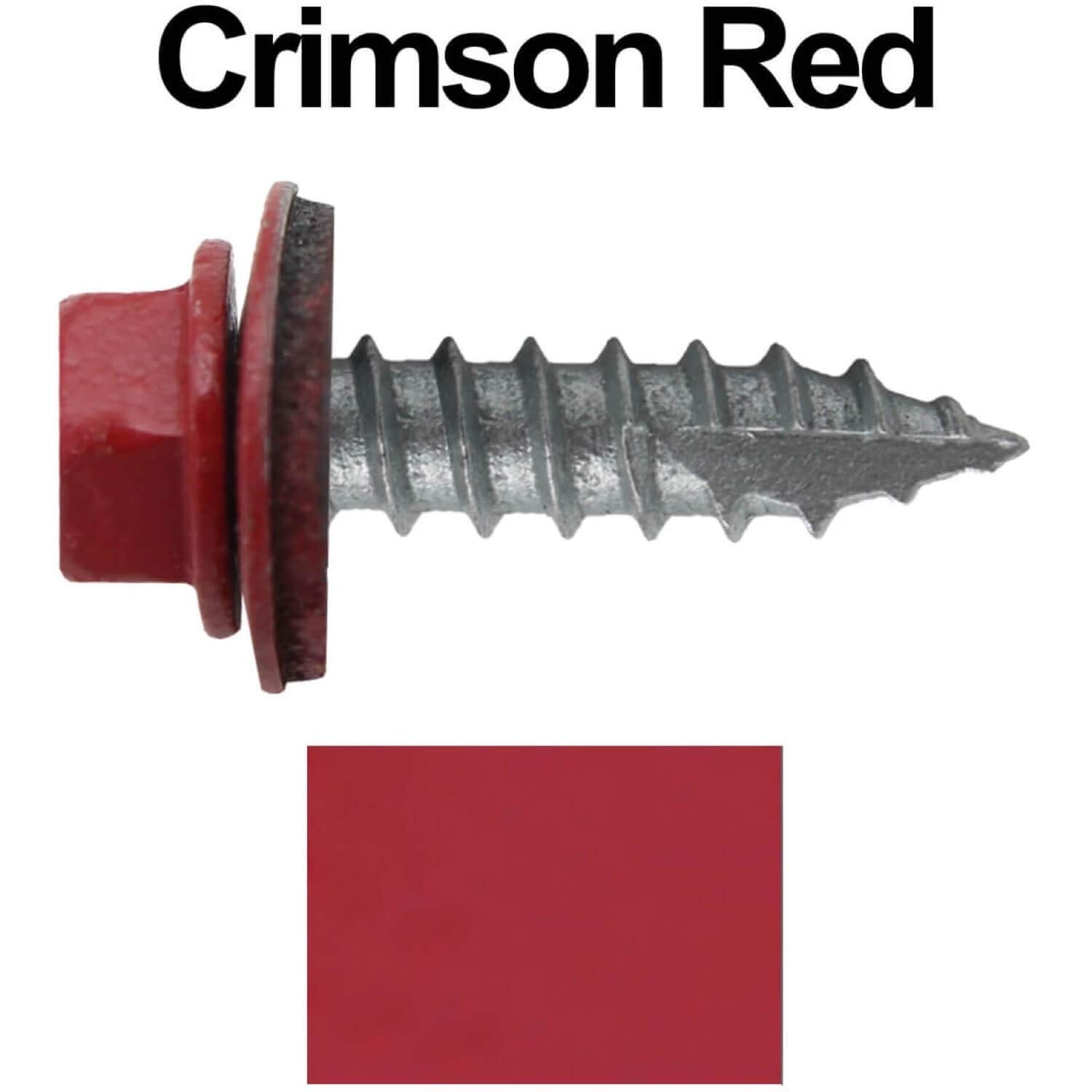 Jake Sales #14 Metal Roofing Screws: (1000) Screws x 1'' Crimson RED Hex Head Sheet Metal Roof Screw. Self Starting/Tapping Metal to woodsheet Metal Screws with EPDM Washer. for Corrugated Roofing