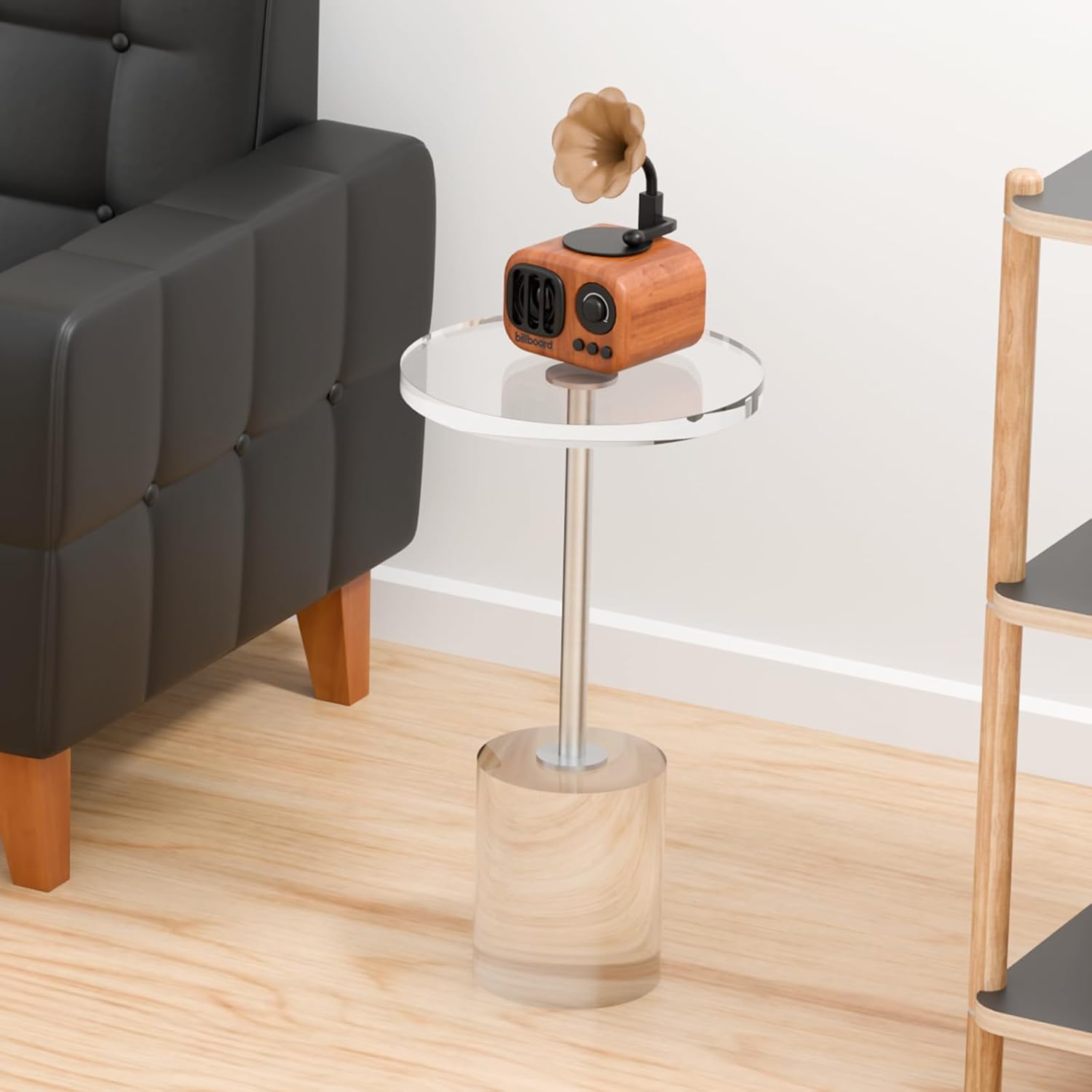 Acrylic End Table, Modern Minimalist Acrylic Side Tables, Clear Side Table for Living Room, Bedroom, Office, Drink Table (12' D x 12' W x 21' H, Silver)