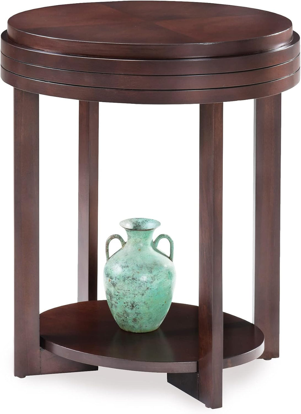Leick Home Teo End Table, Solid Wood, Oval, with Shelf, for Living Room and Small Spaces, Chocolate Cherry, 10107-CH