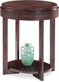 Leick Home Teo End Table, Solid Wood, Oval, with Shelf, for Living Room and Small Spaces, Chocolate Cherry, 10107-CH