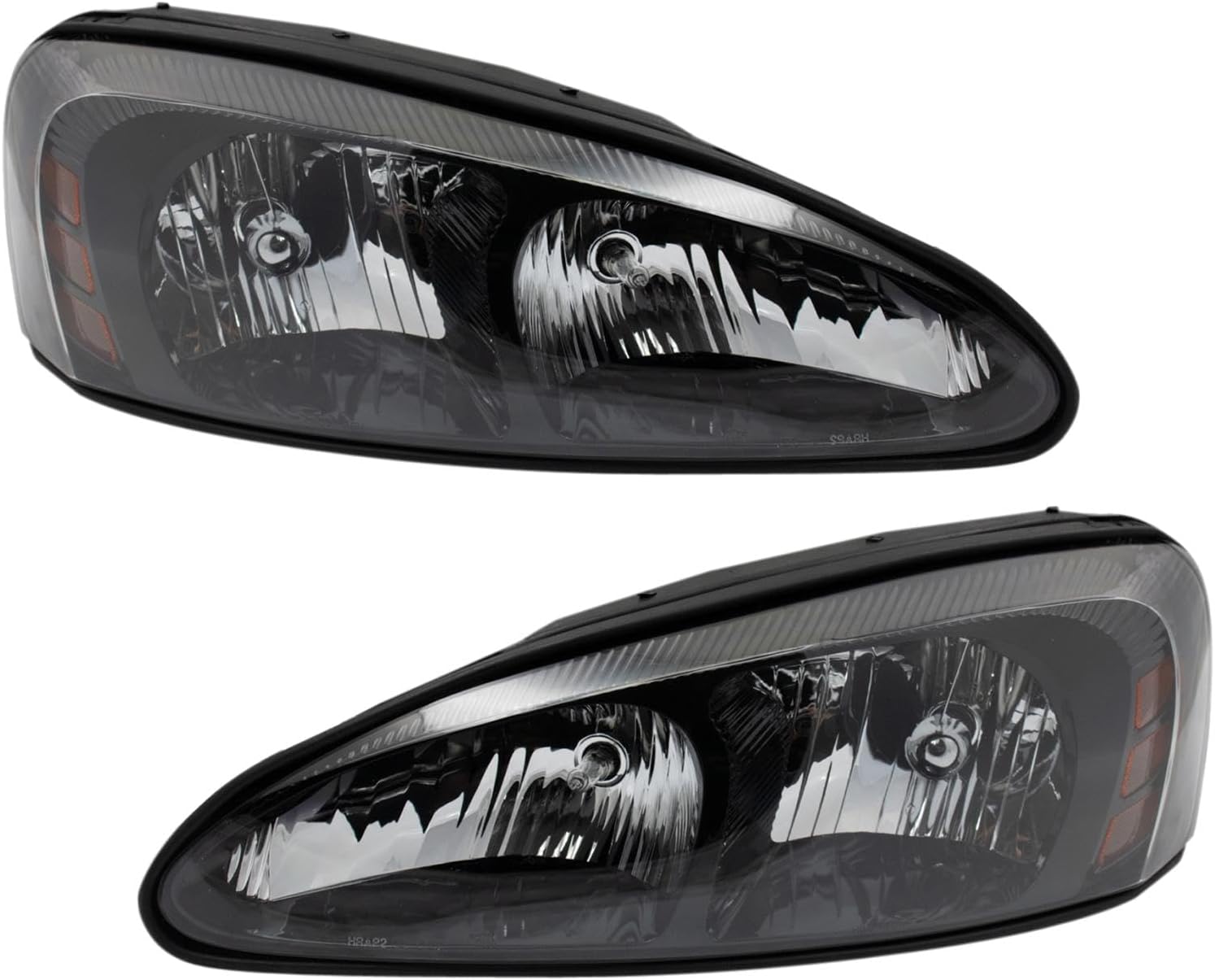 TRQ Driver and Passenger Side Headlight Assembly Set Compatible with 2004–2008 Pontiac Grand Prix
