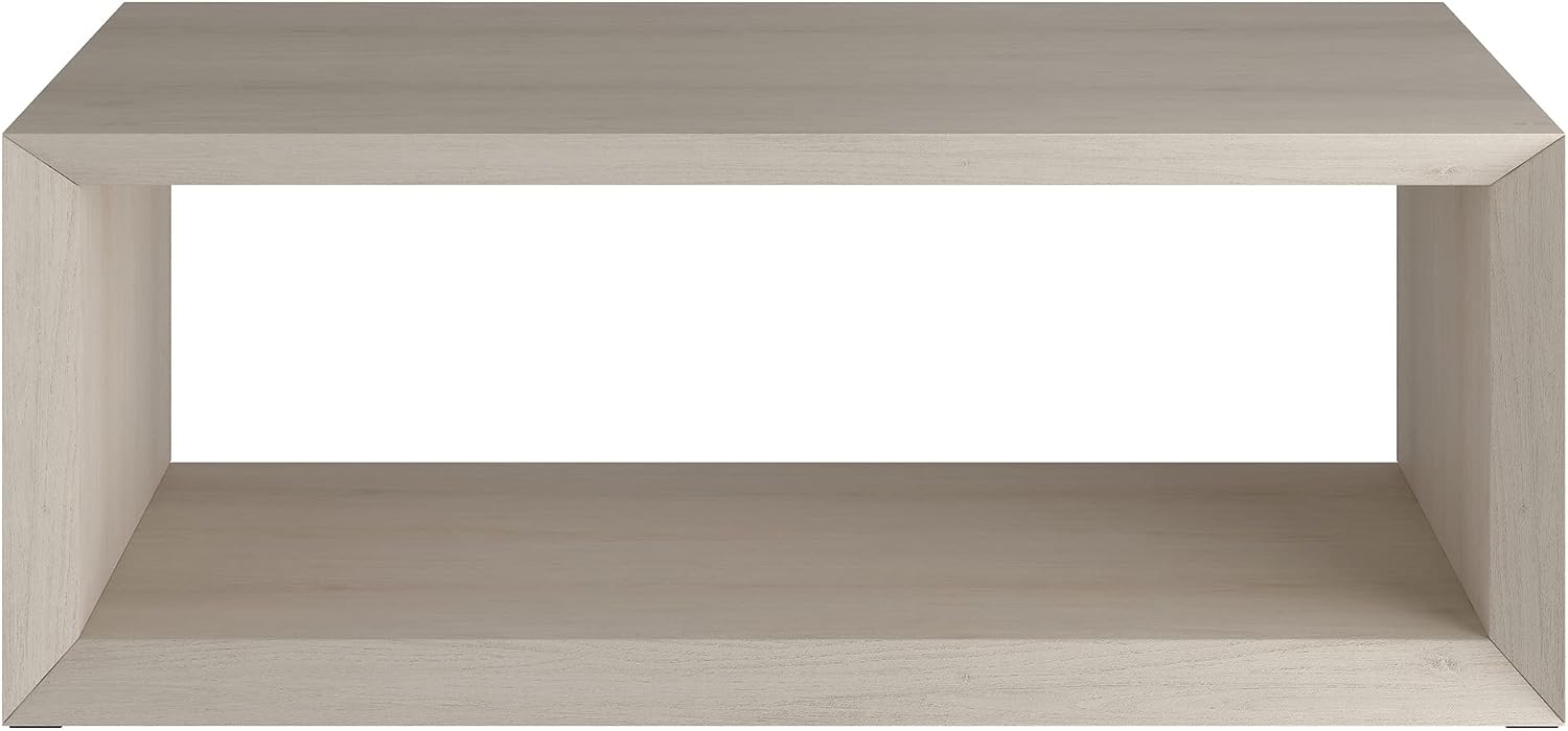 Henn&Hart 48' Rectangular Wood Coffee Table with Open Storage Shelf for Living Room, Family Room, or Office, Beech White
