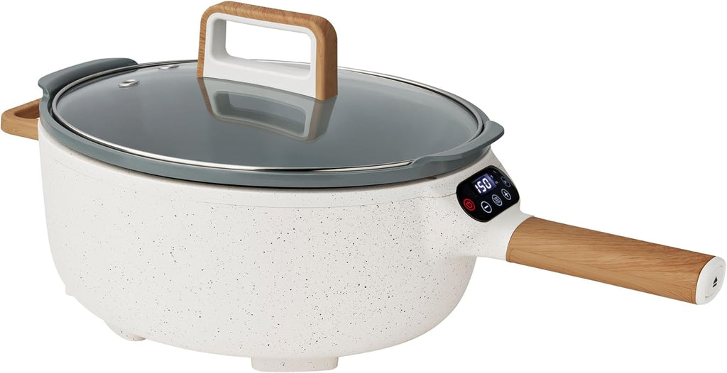 Electric Skillet with Detachable Handle, 3.5-Liter Ceramic Nonstick Frying Pan for One-Pot Meals