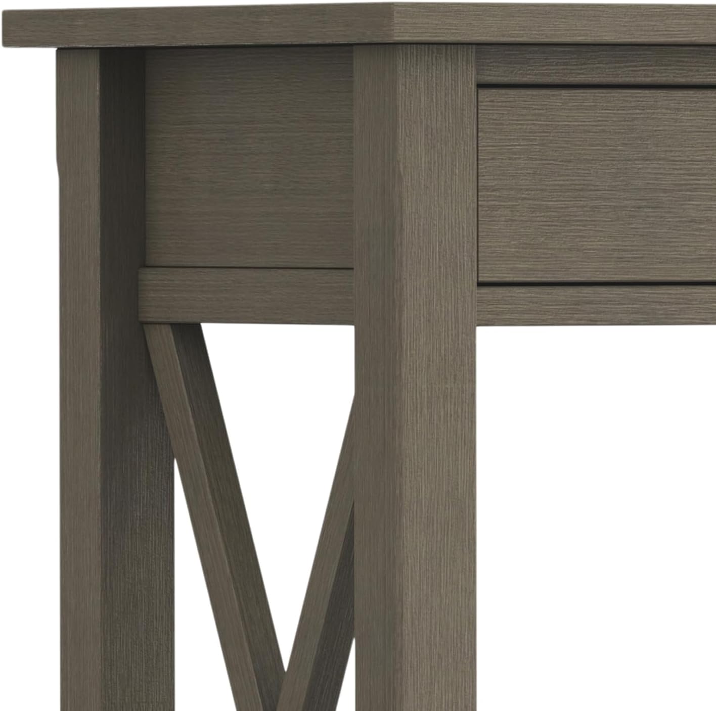 SIMPLIHOME Kitchener Console Table - 47 Inch Wide Solid Wood Sofa Table in Farmhouse Grey, Contemporary Storage Table for Entryway or Living Room with 2 Drawers, Bottom Shelf, and X-Design Side Panels
