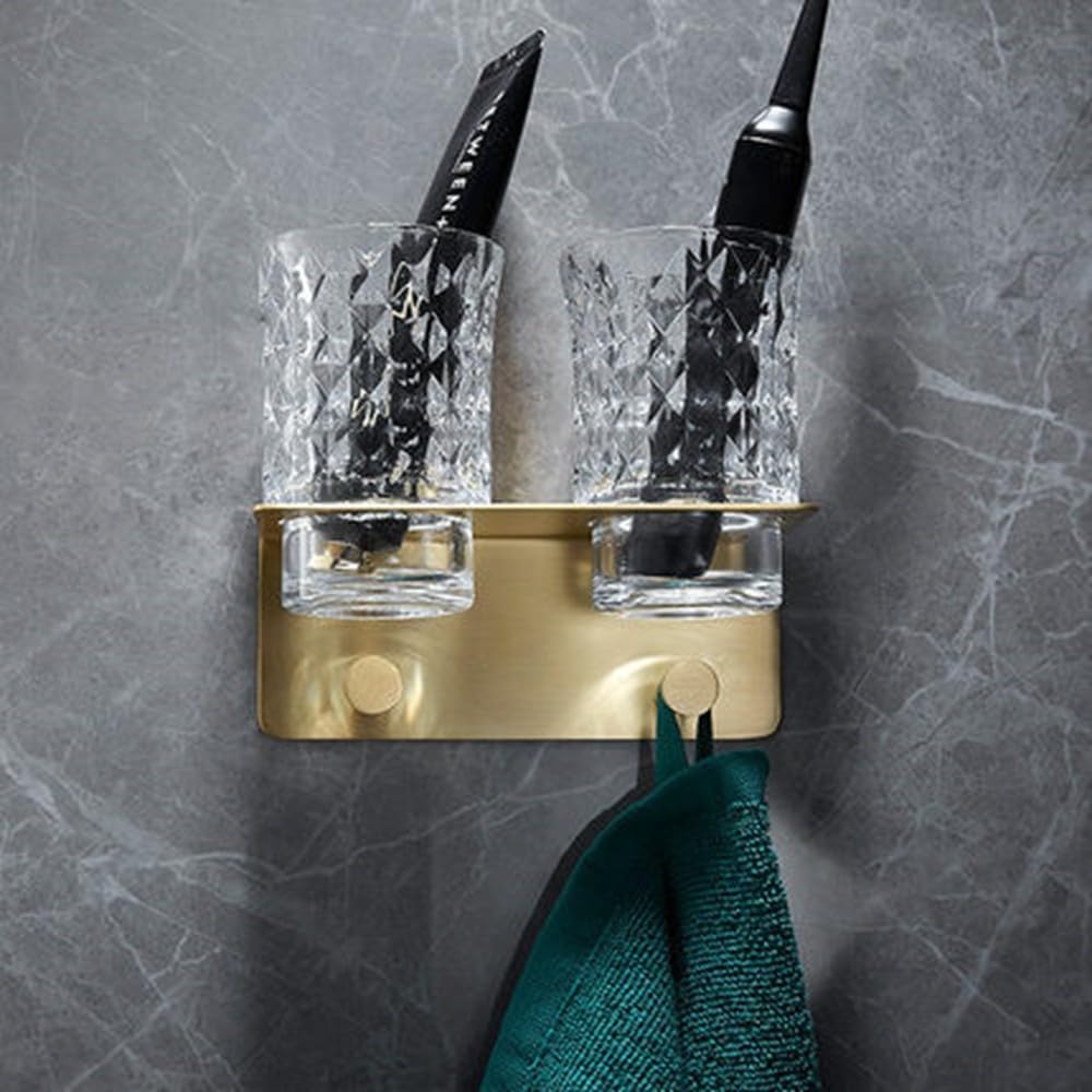 Bathroom Accessories Bathroom Shelf Towel Rack Paper Holder Toilet Brush Holder Towel Ranger Brushed Gold Brass Bath Hardware,Tooth Brush holder19