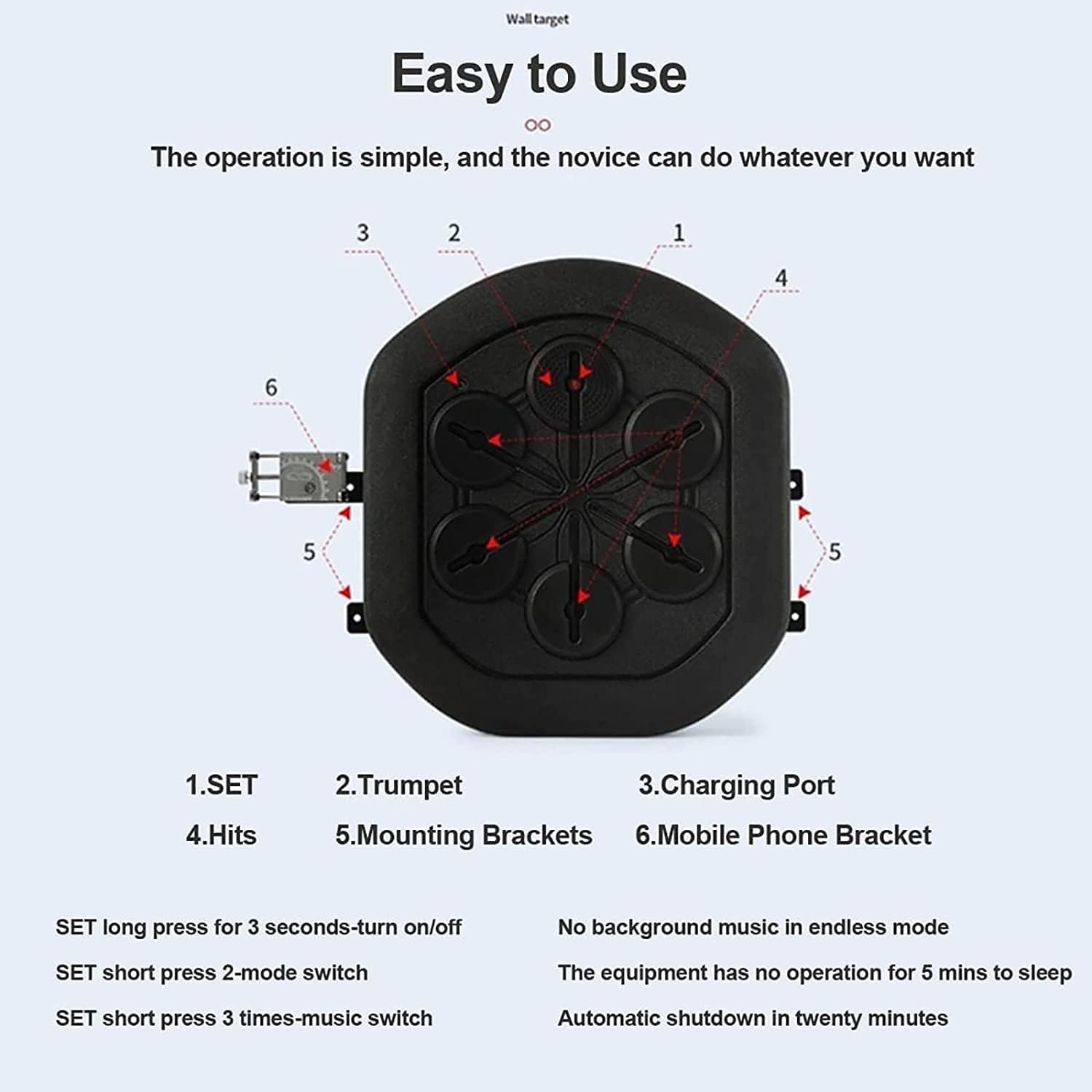 Music Punching, Music Boxing Machine Music Electronic Boxing Machine, Target Boxing Mat, for Home and Gym Workout Wall Boxing Equipment Strength Tester