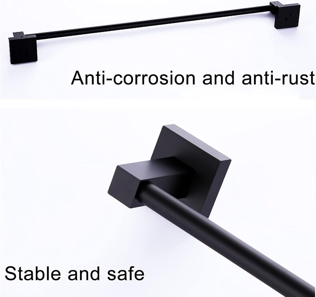 Towel Ring, Towel Rail for Bathroom, Bath Single Towel Rail,Square Aluminum Towel Bar Rail,Wall Mounted Towel Rod for Bathroom or Kitchen,Black 30cm-100cm/40cm (Size : 100cm)