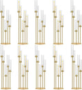 35in 10 Set Gold Candelabra Candle Centerpieces for Tables Candlesticks Holder Wedding Centerpieces Table Decorations Fit 0.9' LED Candle