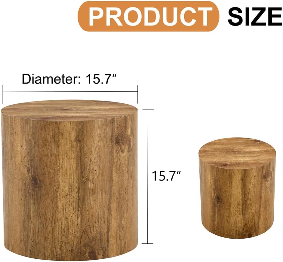 Round Side Table, End Table Living Room Table, Sofa Couch Bedside Table, Nightstand for Small Spaces, No Assembly Required - Ready to Use