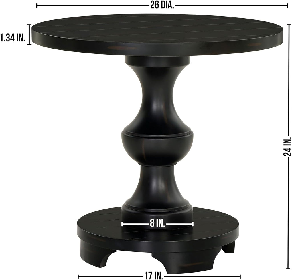 Roundhill Furniture Caesar Traditional Round Pedestal End Table