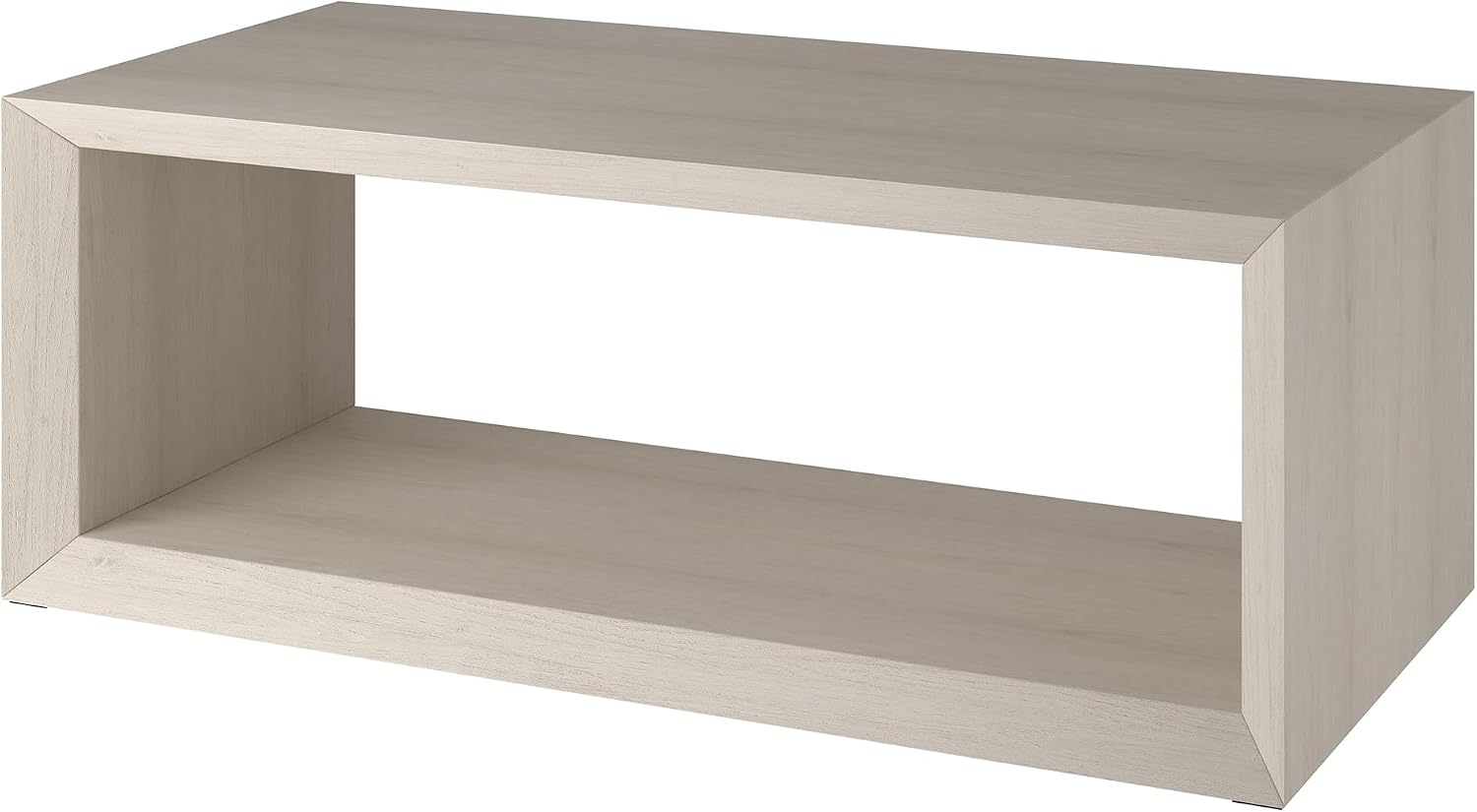 Henn&Hart 48' Rectangular Wood Coffee Table with Open Storage Shelf for Living Room, Family Room, or Office, Beech White