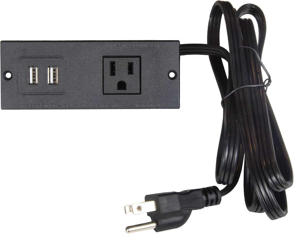 Recessed Power Strip Replacement USB Assembly, Leick Home Tables, Black - Design House, 931618