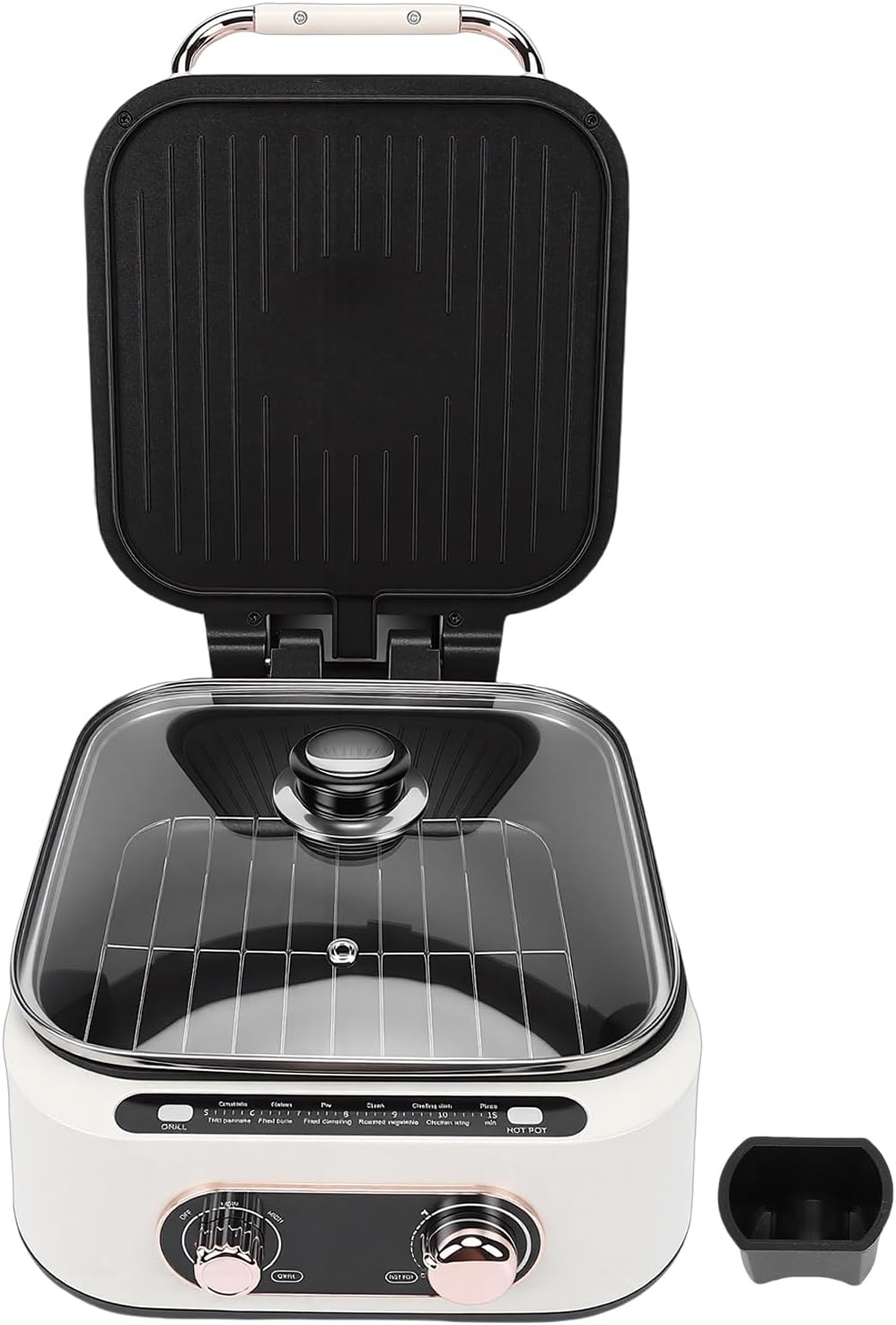 Electric Skillet Double Sided Fast Heating Multi Function Pancake Griddle Hot Pot Pizza Maker Fryer with Detachable Components for Cooking