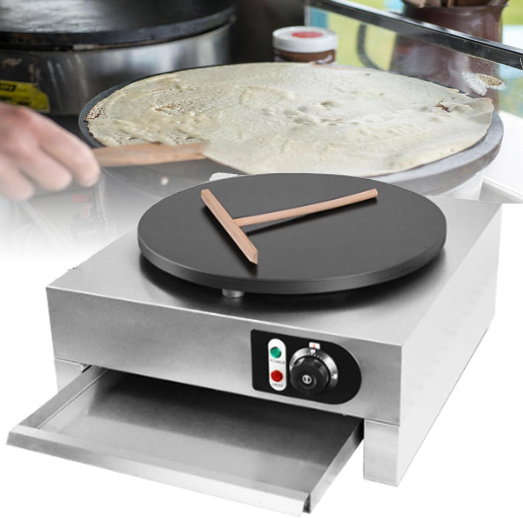 Commercial Crepe Maker Frying Pan, Electric Pancake Maker, Non-stick Electric Baking Pan Single Heating Plate, Adjustable Temperature, Suitable for Corn Tortillas ()