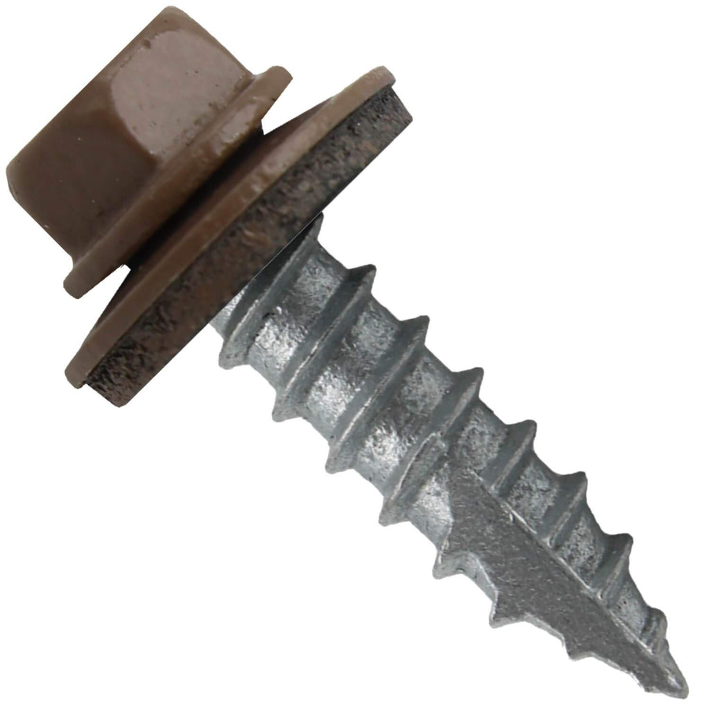 #14 Metal Roofing Screws: (1000) Screws x 1' Light Brown Hex Head Sheet Metal Roof Screw. Self Starting/Tapping Metal to woodsheet Metal Screws with EPDM Washer. for Corrugated Roofing