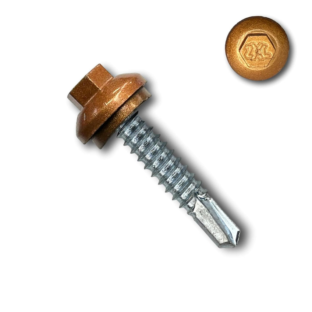 EAGLE 1 Long-Life Metal Roofing Screws: #14 x 1.25 Dome Cap Metal Building Screws (250-Count), Self-Drilling Tip, EPDM Washer, Multiple Colors/Includes 5/16' Magnetic Hex Bit Driver (Copper, 250)