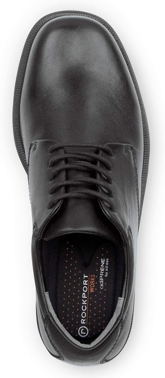 Men's, Huron, Black, Dress Style, MaxTrax Slip Resistant, Soft Toe Work Shoe (12.0 M)