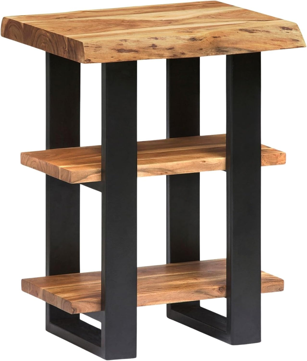 Alaterre Alpine Live Edge Solid Wood 2-Shelf End Table, Natural (AWAA0220)