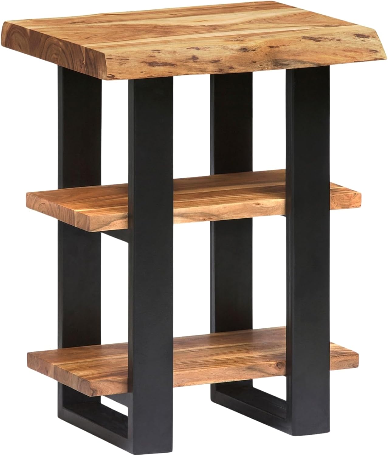 Alaterre Alpine Live Edge Solid Wood 2-Shelf End Table, Natural (AWAA0220)