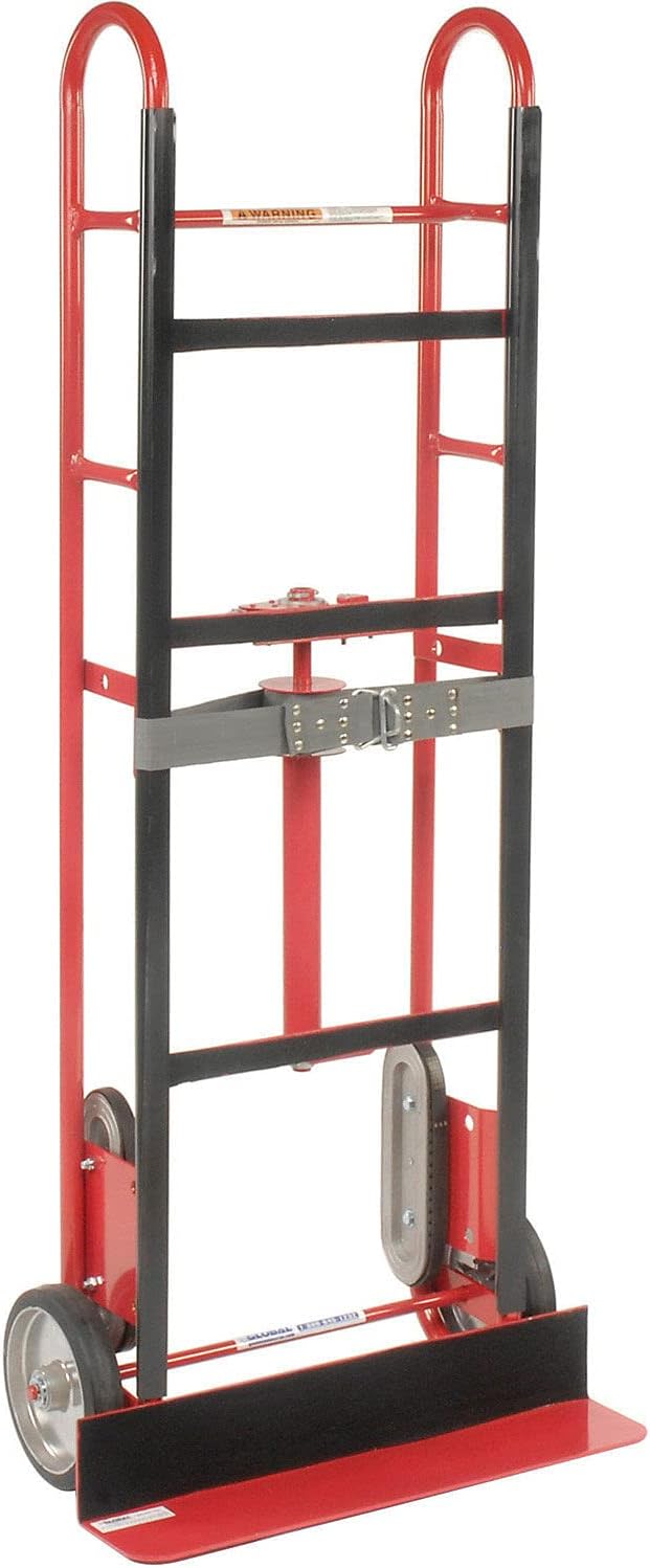Global Industrial 2-Wheel Professional Appliance Hand Truck with Stair Climbing Wheels, 750 Lb Capacity, Industrial Hand Truck with Ratcheting Nylon Strap