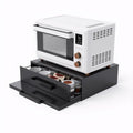 Steel Microwave Stand with Pull-Out Drawers and Shelves, Black | for Coffee Station & Appliance Storage | Heavy-Duty 100lbs Capacity | Space-Saving Design