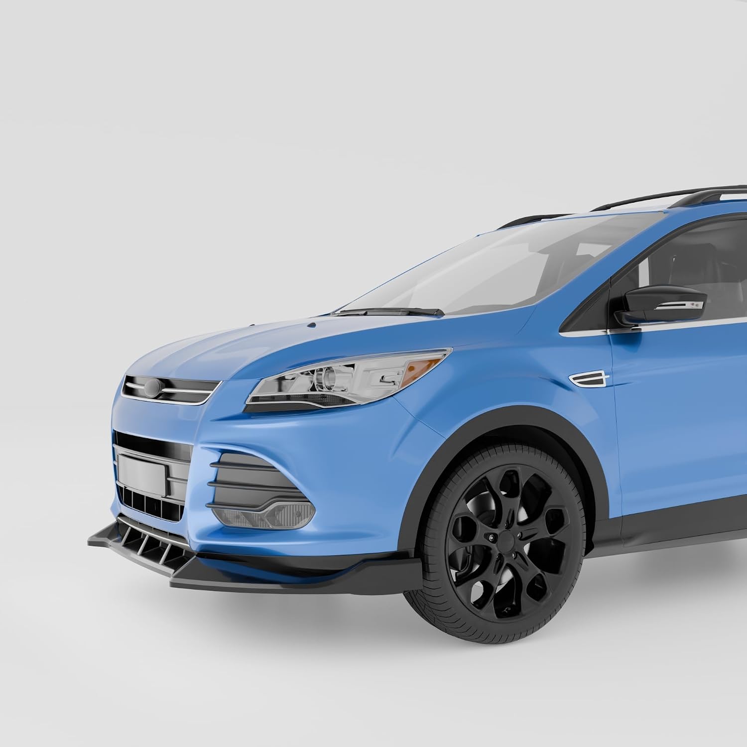 Front Bumper Lip Splitter Compatible with Ford Escape 2013-2016 Accessories Under Chin Spoiler Body Kit Underbody Add On ABS Material Gloss Black