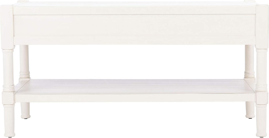 Safavieh Home Collection Filbert Distressed White 2-Drawer Bottom Shelf Coffee Table COF5703A