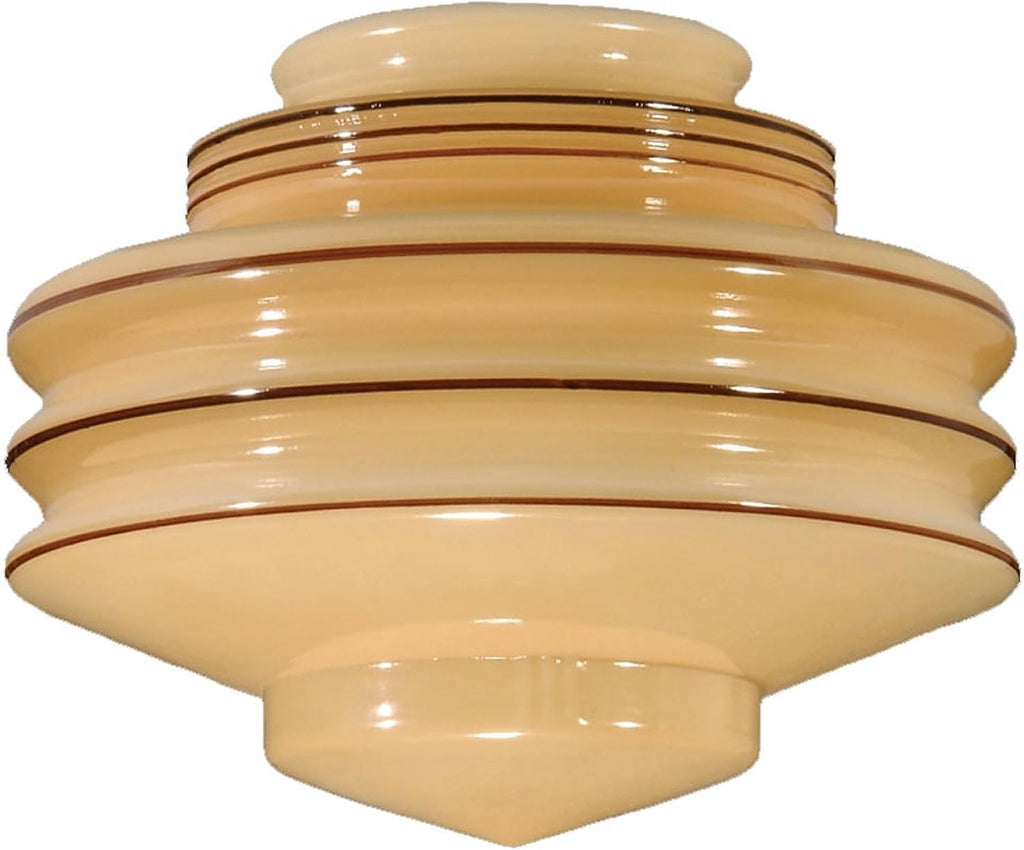 B&P Lamp® 4' Fitter, Nu-Gold Art Deco Pendant/Fixture Shade, 6 1/2' Drop