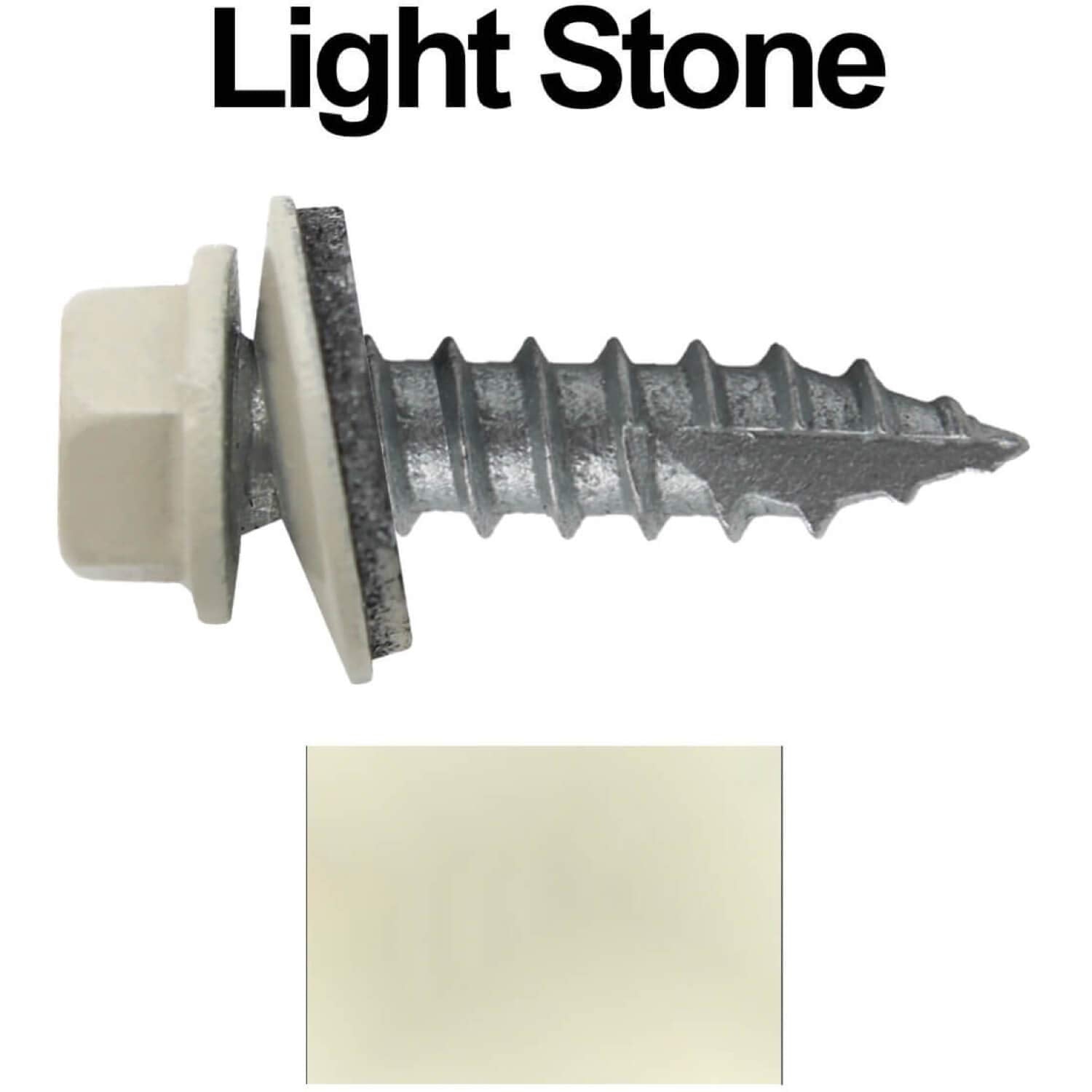 #14 Metal Roofing Screws: (1000) Screws x 1' Light Stone Hex Head Sheet Metal Roof Screw. Self Starting/Tapping Metal to woodsheet Metal Screws with EPDM Washer. for Corrugated Roofing