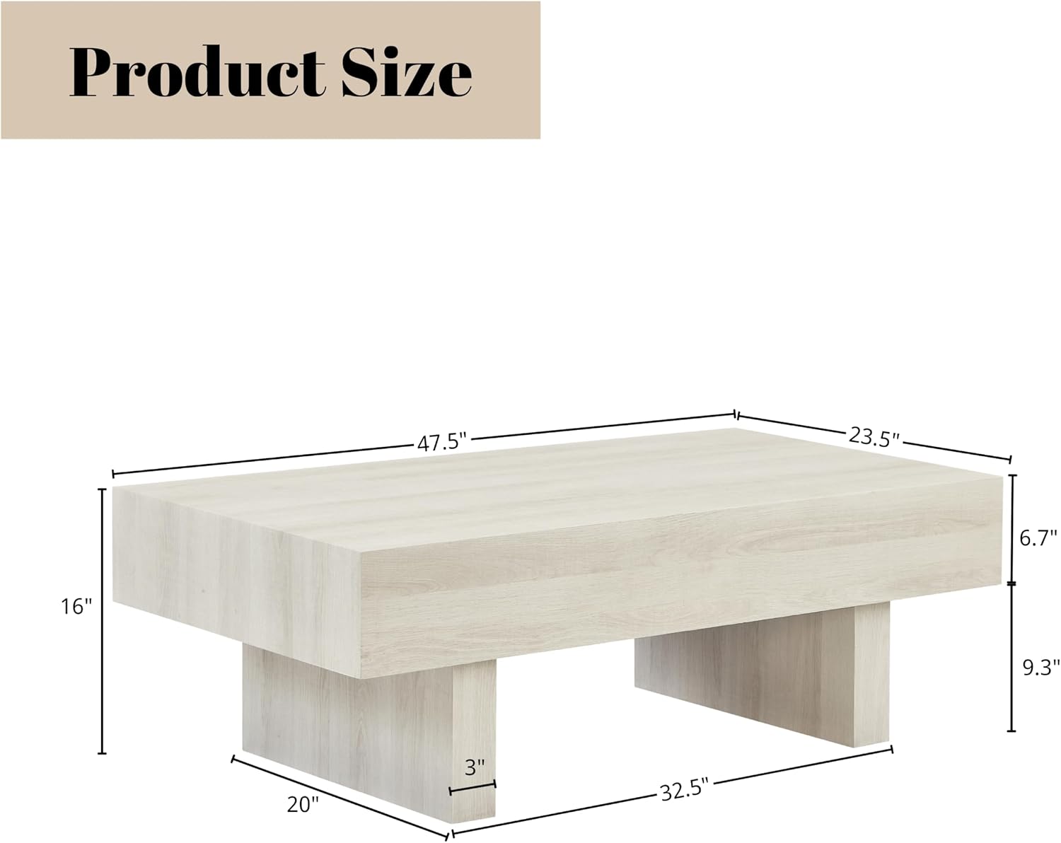 Roundhill Furniture Athens Modern Accent Coffee Table, Off-White