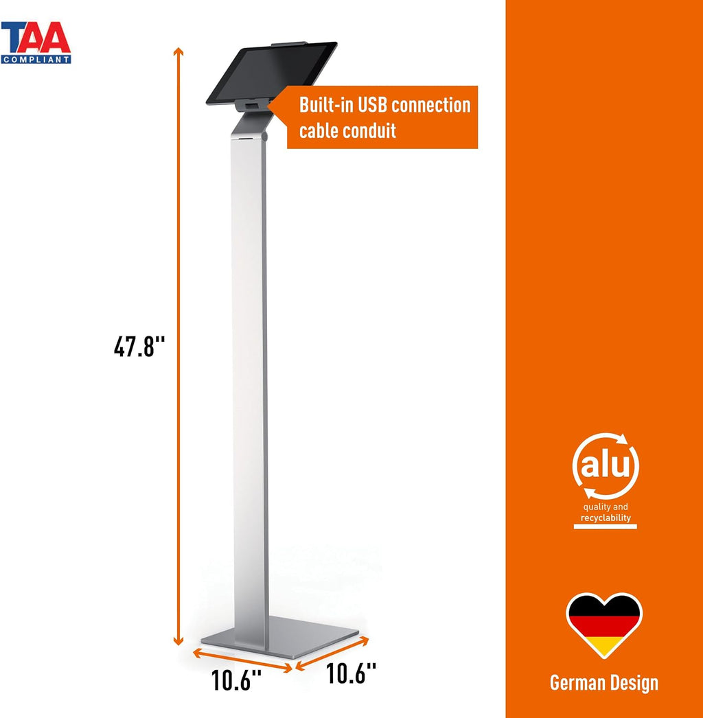Durable Floor Stand Tablet Holder, Silver/Charcoal Gray