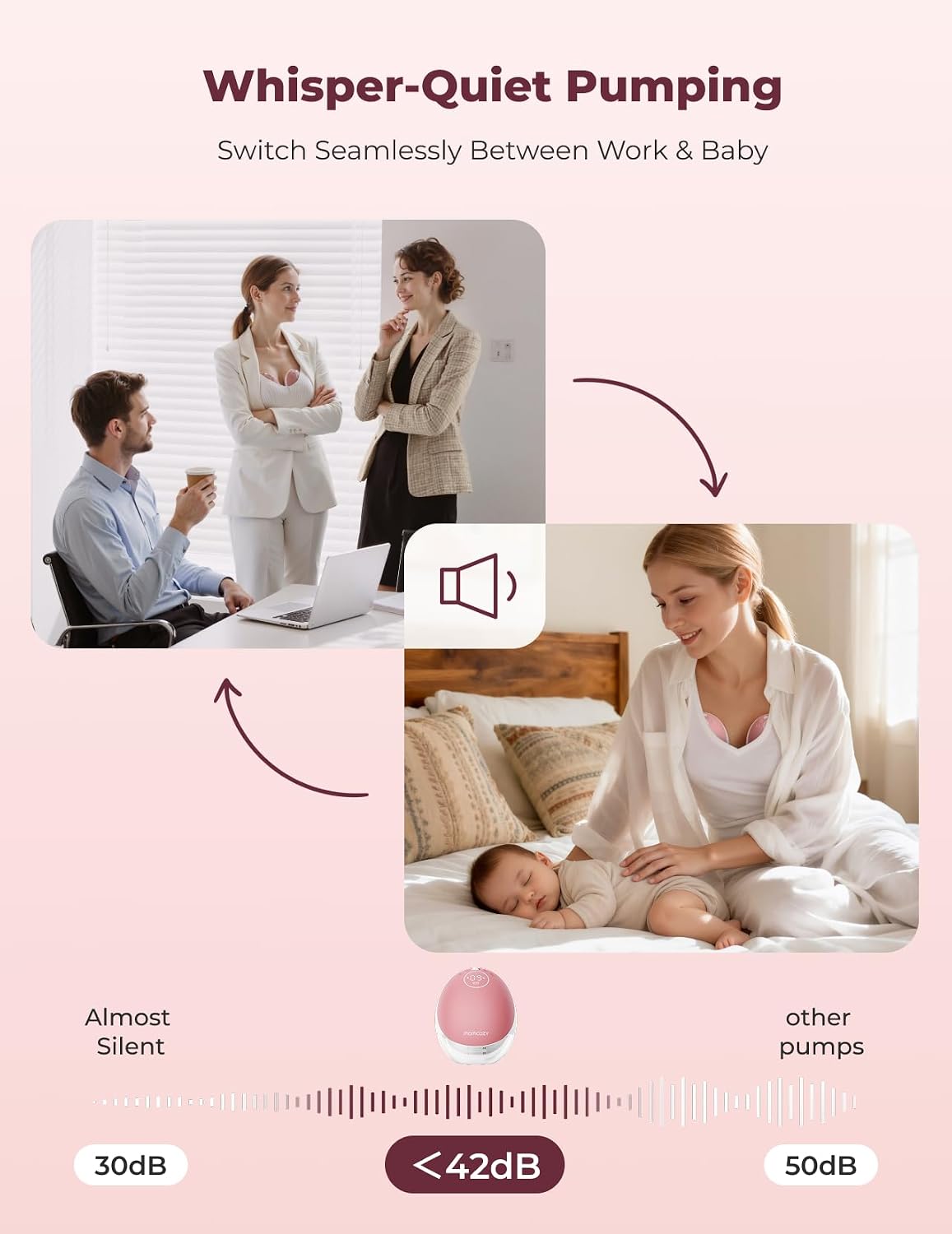 Momcozy Wearable Breast Pump, Hands Free Upgraded Mobile Flow | M9, App Discreet Control with Personalized Multi-Modes & 15 Levels, Wearable Breast Pump 24mm, 1 Pack Cozy Red