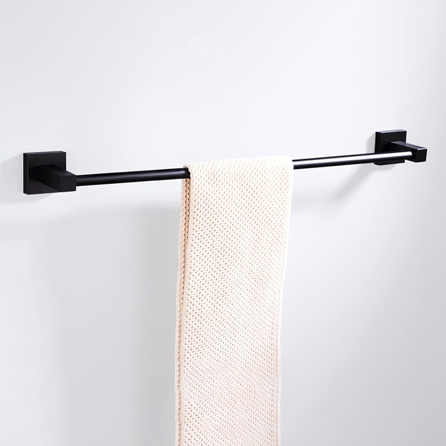 Towel Ring, Towel Rail for Bathroom, Bath Single Towel Rail,Square Aluminum Towel Bar Rail,Wall Mounted Towel Rod for Bathroom or Kitchen,Black 30cm-100cm/40cm (Size : 100cm)