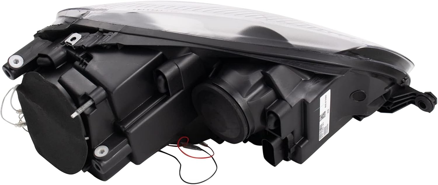 TRQ Performance Driver and Passenger Side Headlight Assembly Set Black Housing Compatible with 05-10 VW Jetta