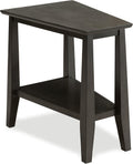 Leick Home Delton End Table, Solid Wood, Narrow Wedge Shape, Bottom Display Shelf, Easy-Assembly, For Living Room/Bedroom, Smoke Gray, 24.0 in. L x 14.0 in W x 24.0 in. H, 10402-GR