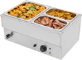 3-Pan Commercial Steam Table, Electric Bain Marie Food Warmer 600W Stainless Steel Countertop Buffet Food Warmer Container 21.6Qt with Lid and Tap for Catering, Restaurant, Buffets