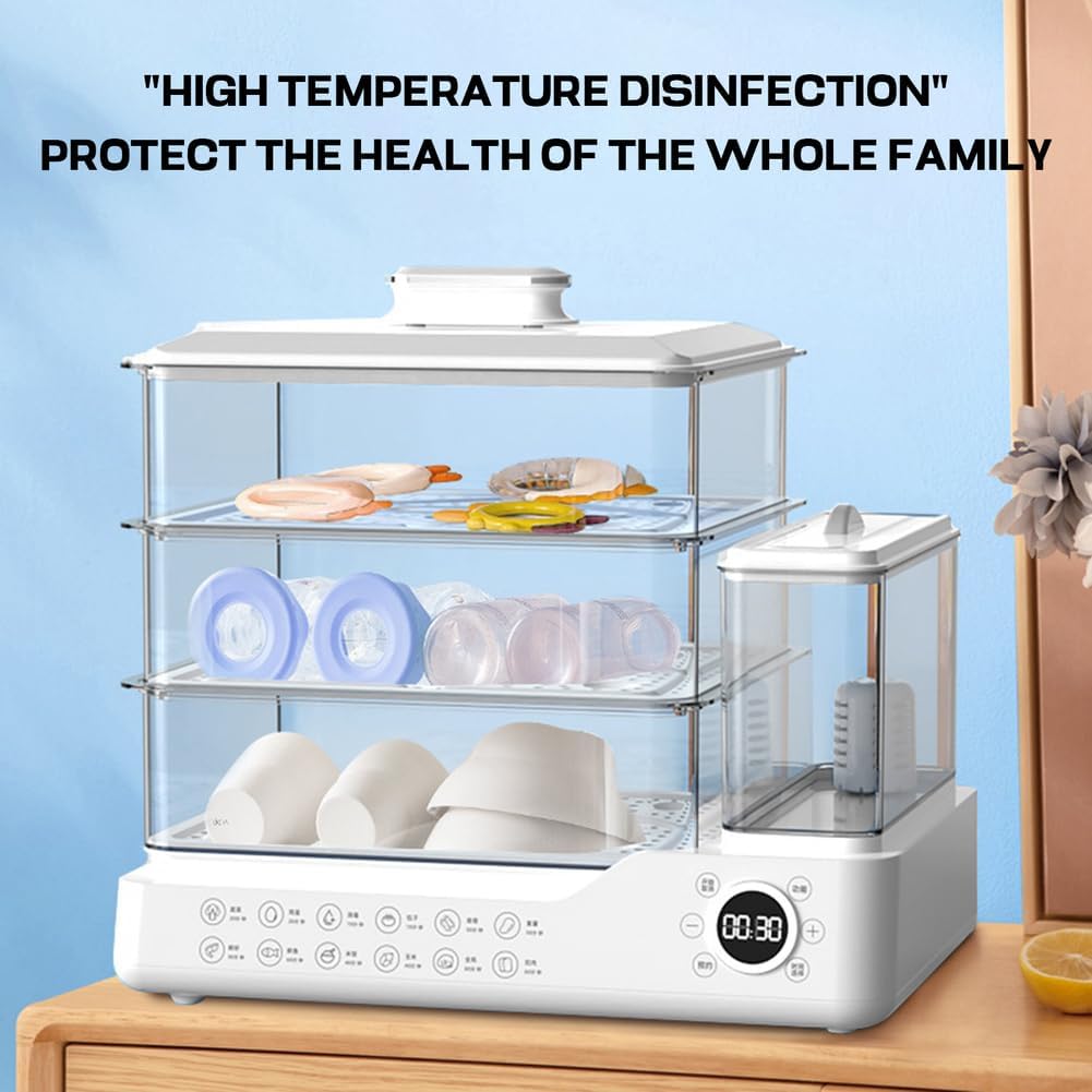 3 Tier Electric Food Steamer for Cooking, Vegetable Steamer Touch The Visual Panel Hot Food Heater with Baskets, 12H Booking, Independent Water Tank