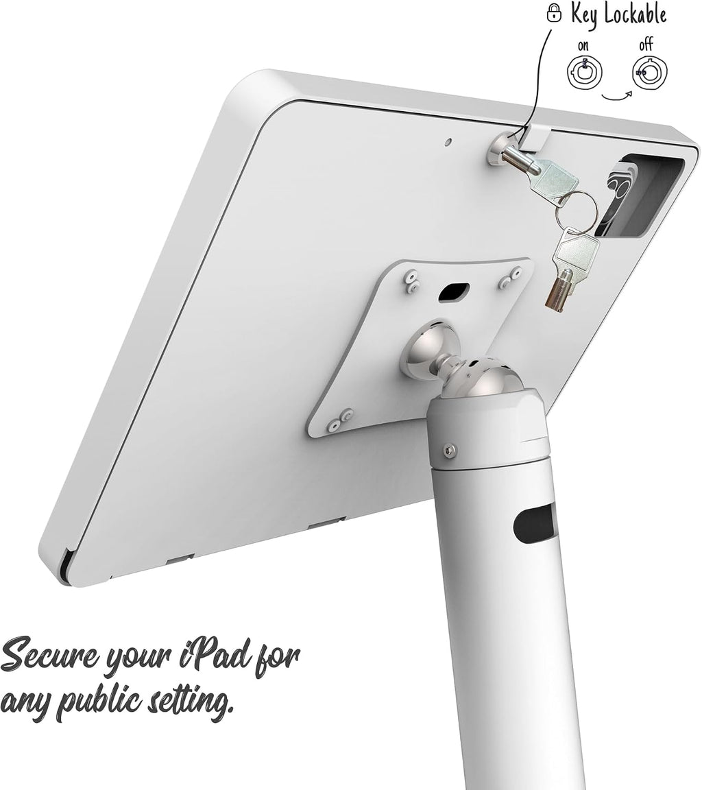 Tablet Kiosk Floor Stand, All Metal Rotate Lockable - Compatible with 10.9' iPad 10th, Pro 11' 1 2 3 4, Air 4 5, Air 11'(M2/M3/M4), iPad 11'(A16) - BSF301WA