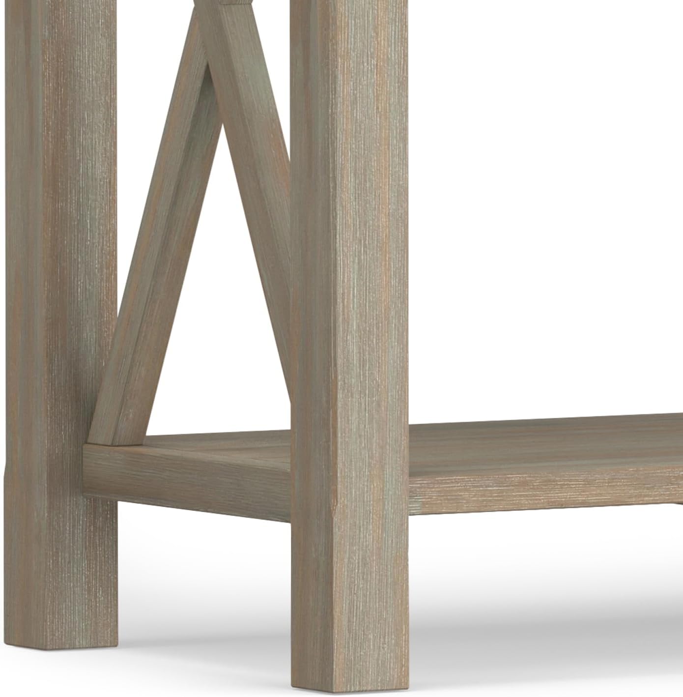 SIMPLIHOME Kitchener Console Table - 47 Inch Wide Solid Wood Sofa Table in Distressed Grey, Contemporary Storage Table for Entryway or Living Room with 2 Drawers, Bottom Shelf, and X-Design Sides