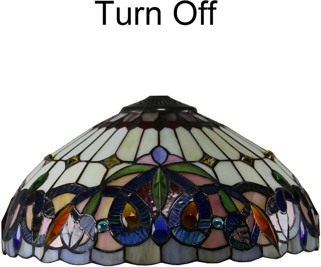 Tiffany Lamp Shade Replacement 16X9 Inch Victorian Stained Glass Lampshade Only with Cap Christmas Home Decor Baroque Amber Design Handmade Light Cover for Table lamp Pendant Light Floor Lamp