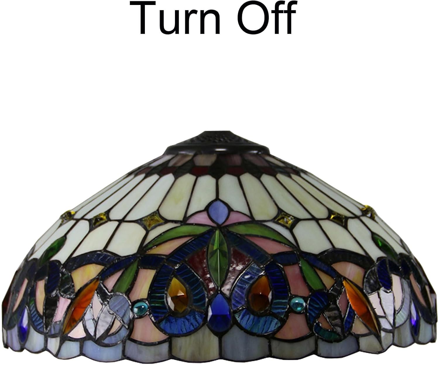 Tiffany Lamp Shade Replacement 16X9 Inch Victorian Stained Glass Lampshade Only with Cap Christmas Home Decor Baroque Amber Design Handmade Light Cover for Table lamp Pendant Light Floor Lamp