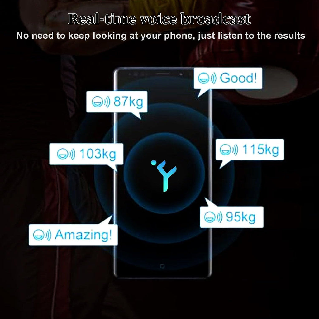 Real-Time Punch Power Tracker with 200H Runtime | Smart Boxing Sensor with App | Voice Feedback & Data Charts for Heavy Punching Bags, Boxing & Kickboxing White