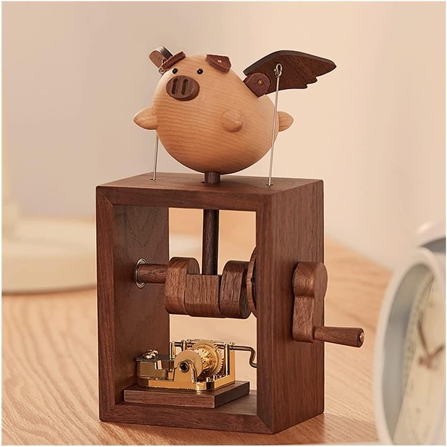 Music Box Wooden Musical Box Handmade Hand-cranked Music Boxs Sky City to Send Children's Friends Birthday Festival Gifts (Size : A)